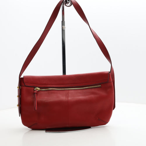 John Lewis Womens Red Leather Shoulder Bag Size Medium