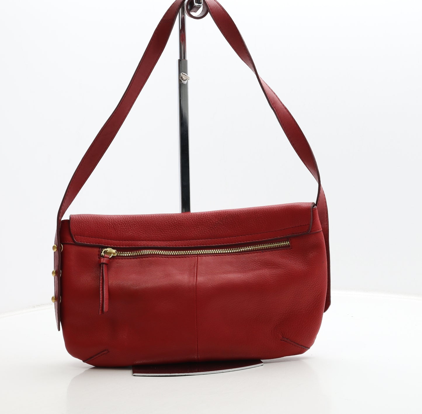 John Lewis Womens Red Leather Shoulder Bag Size Medium