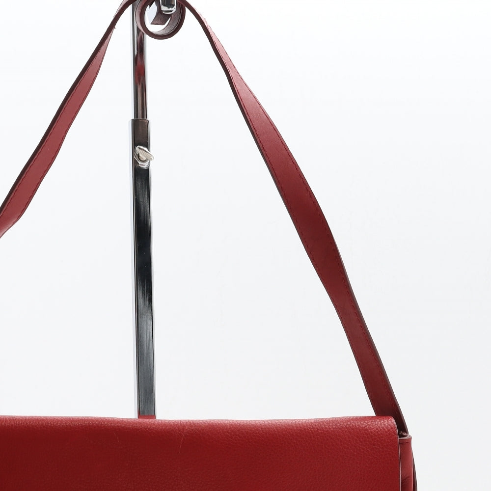 John Lewis Womens Red Leather Shoulder Bag Size Medium