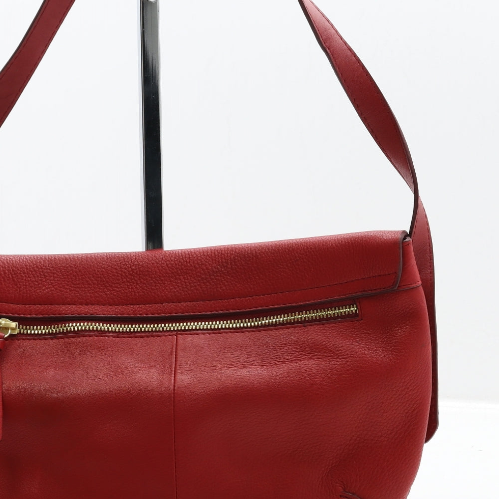 John Lewis Womens Red Leather Shoulder Bag Size Medium
