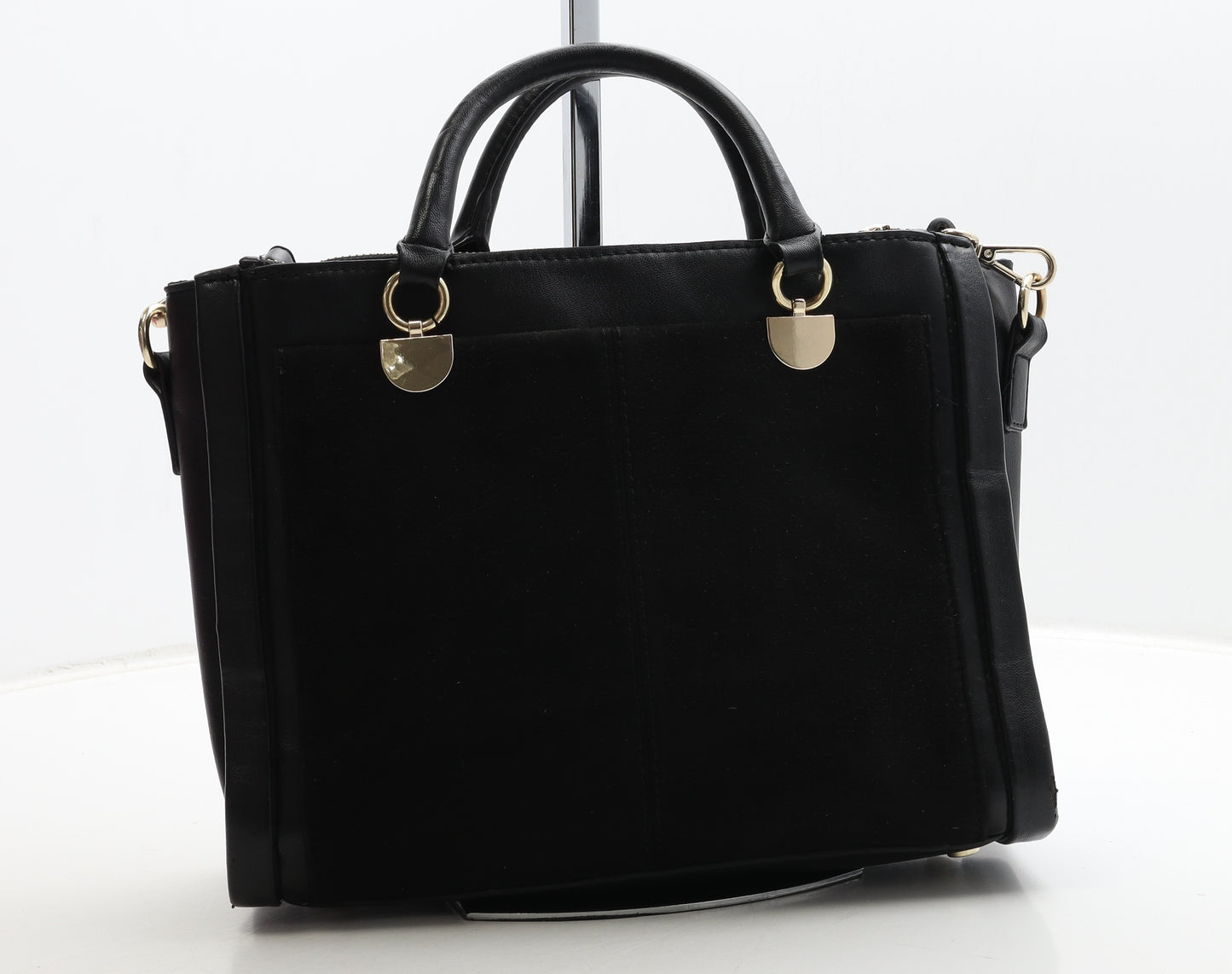 Zara Womens Black Polyester Top Handle Bag Size Medium