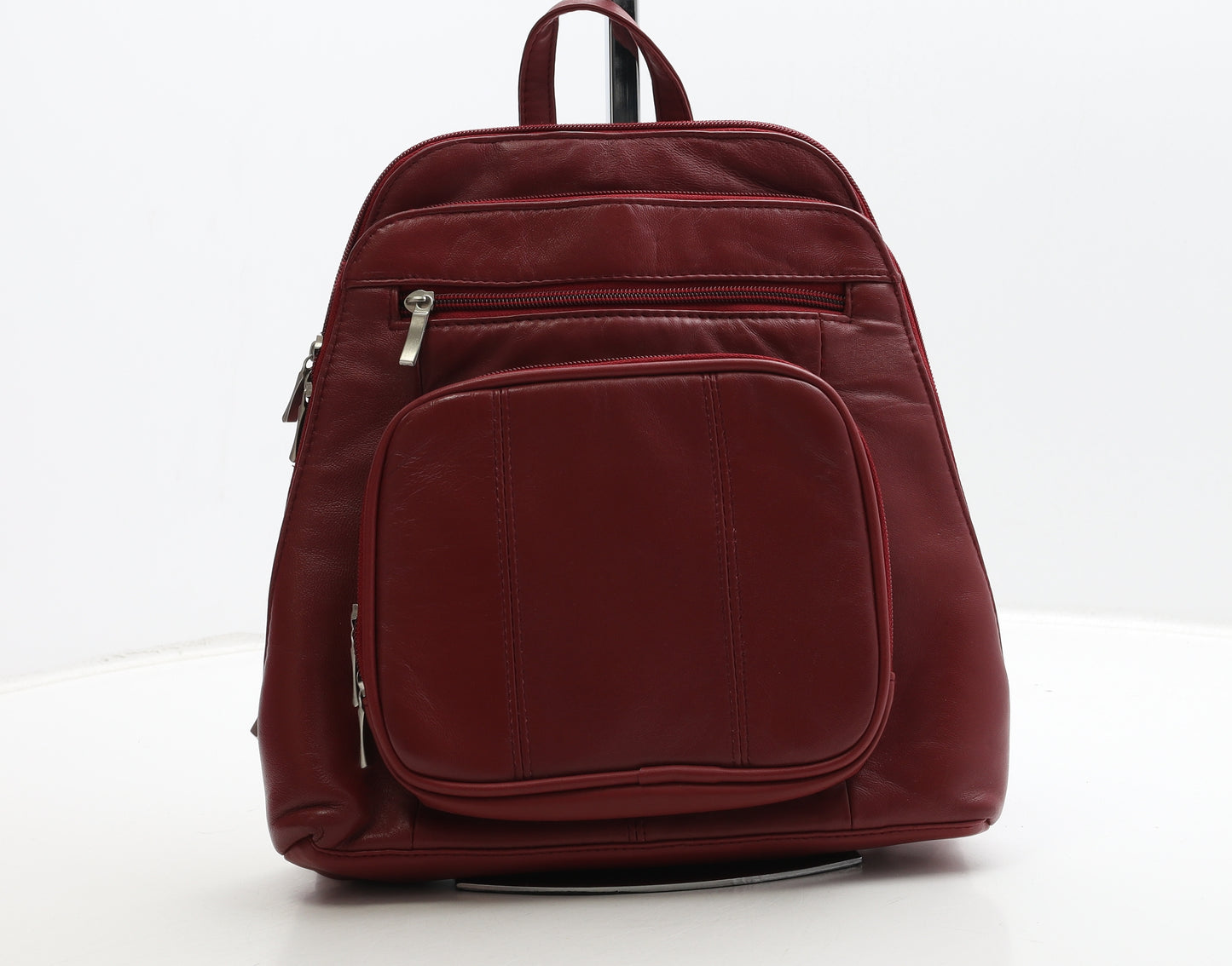 Preworn Womens Red Leather Backpack Size Medium