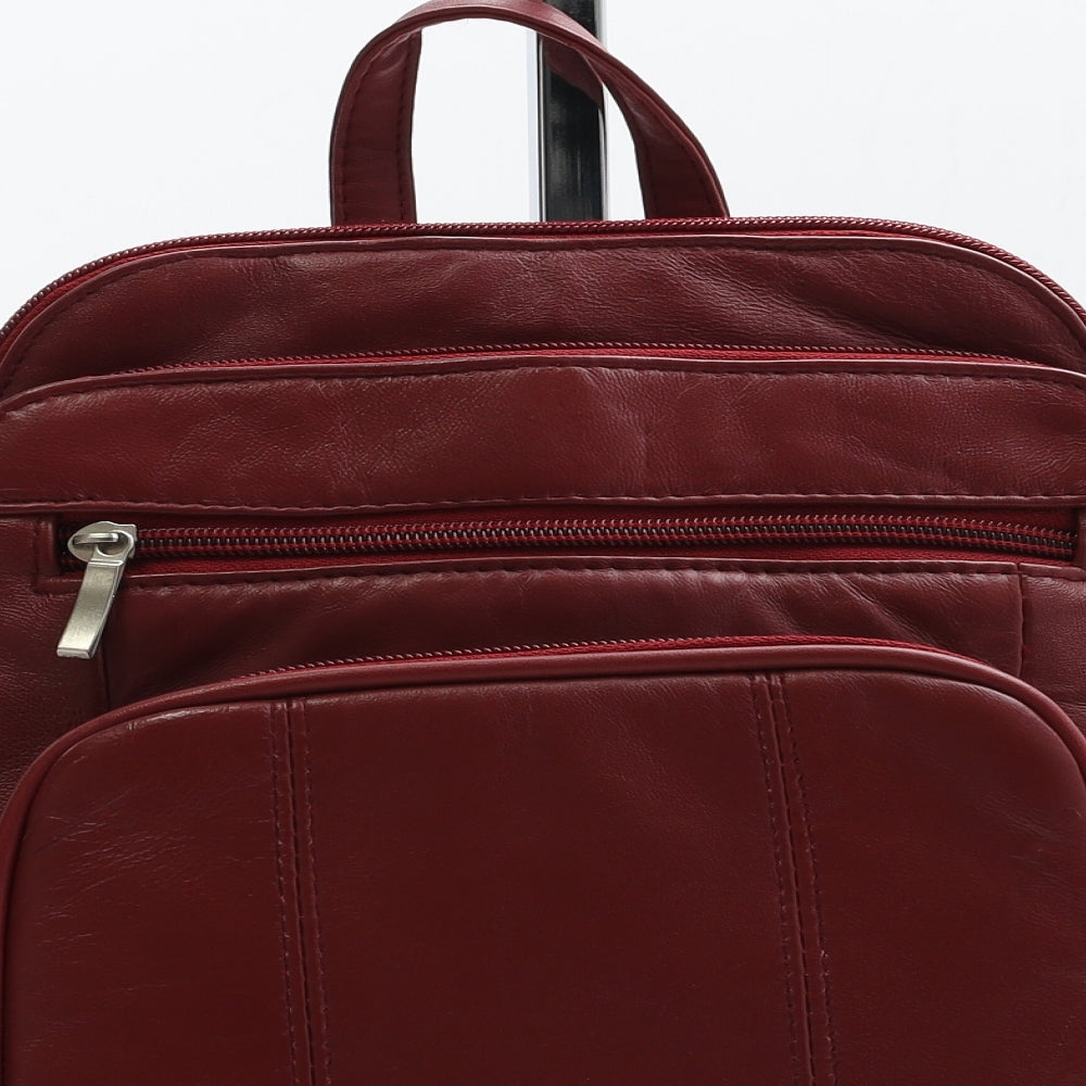 Preworn Womens Red Leather Backpack Size Medium
