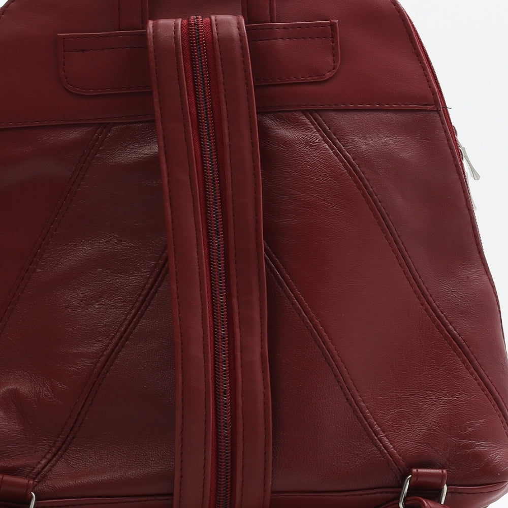 Preworn Womens Red Leather Backpack Size Medium
