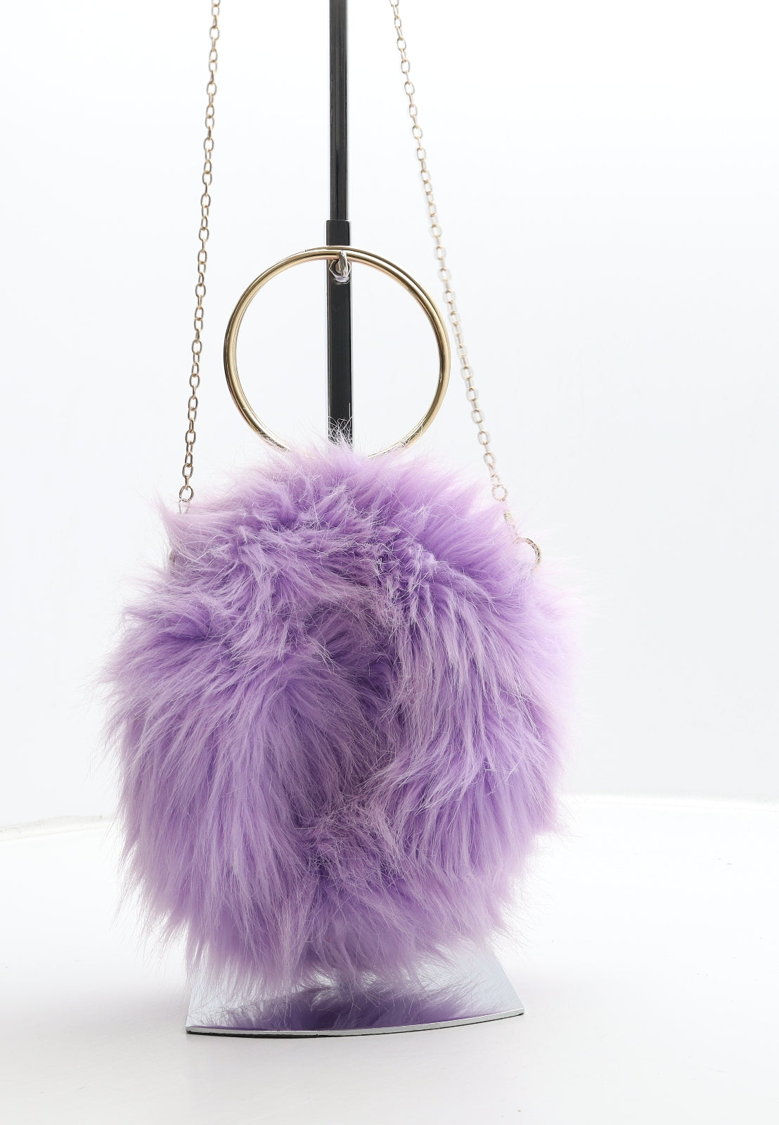 Preworn Womens Purple Polyester Shoulder Bag Size Small - Fluffy Detail