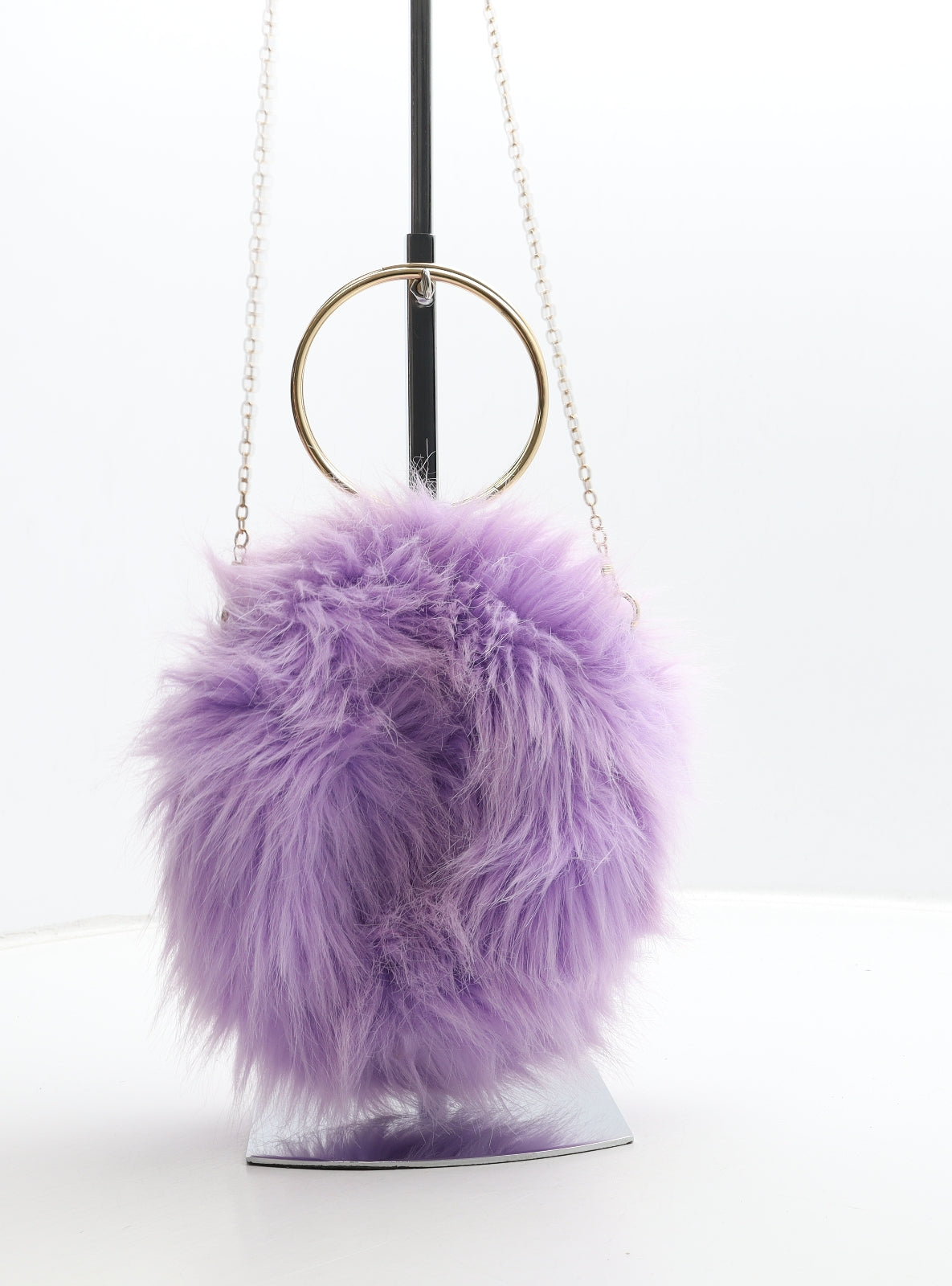 Preworn Womens Purple Polyester Shoulder Bag Size Small - Fluffy Detail