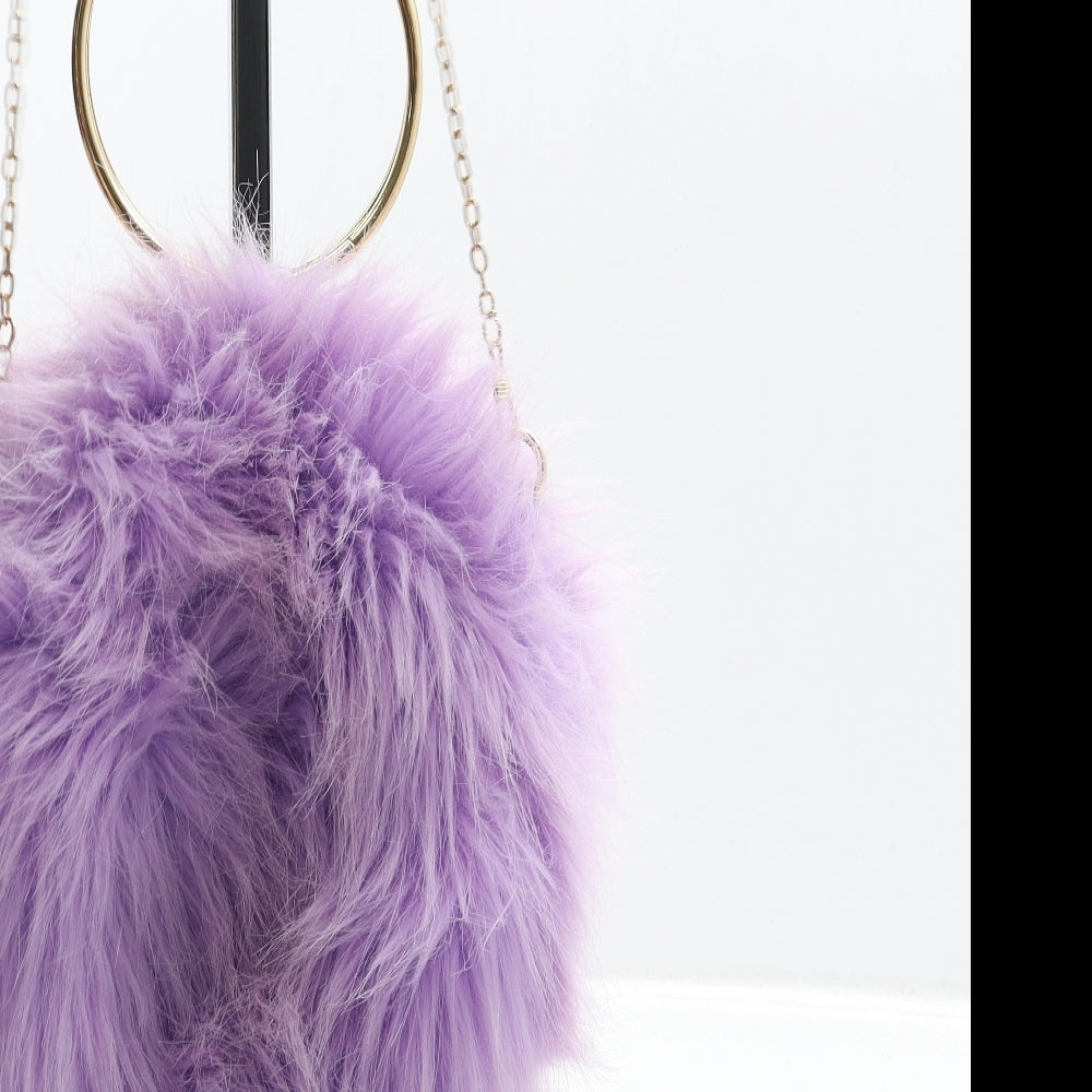 Preworn Womens Purple Polyester Shoulder Bag Size Small - Fluffy Detail