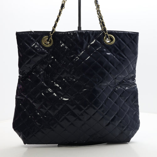 Primark Womens Blue Geometric Polyurethane Shoulder Bag Size Large