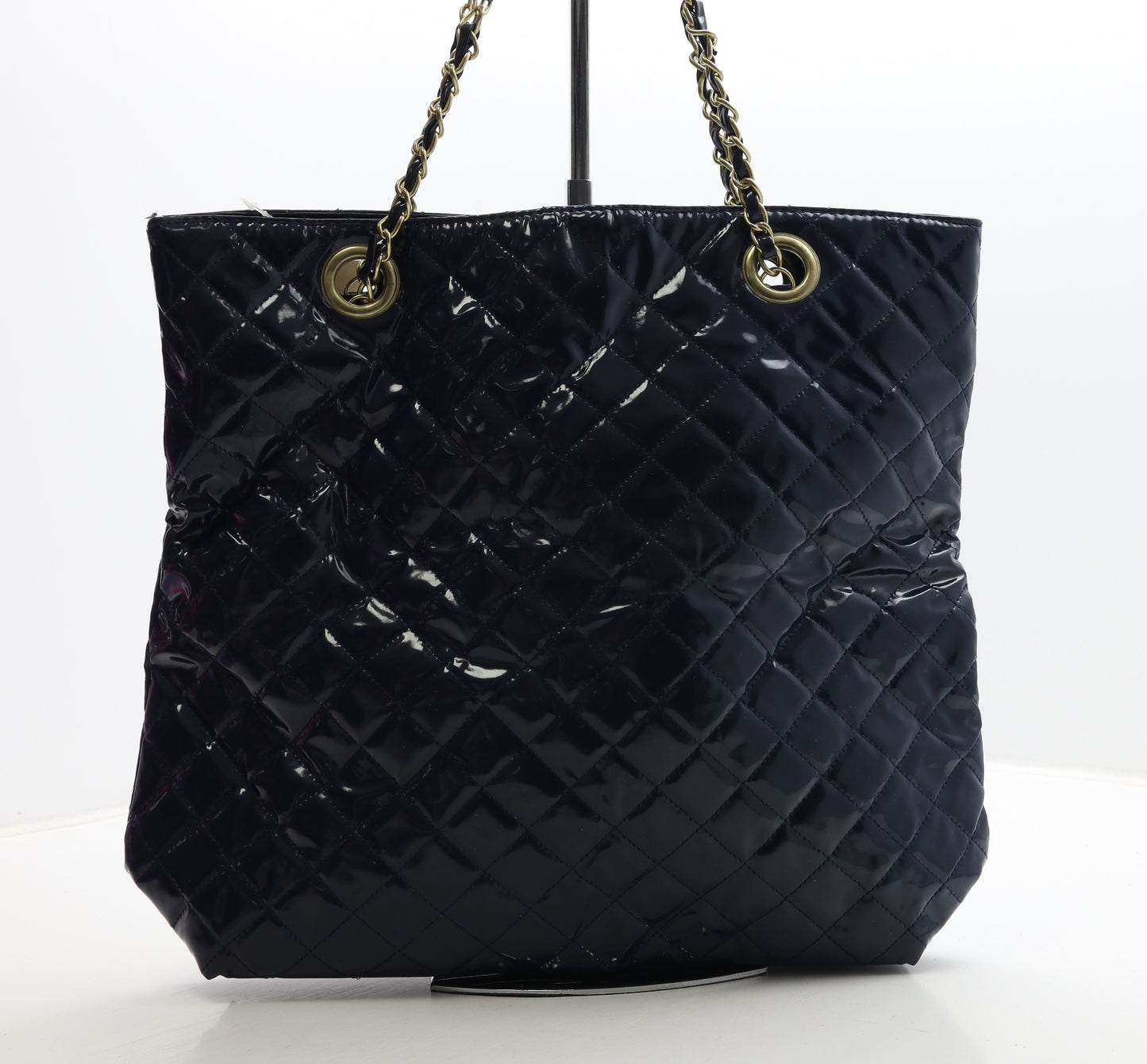 Primark Womens Blue Geometric Polyurethane Shoulder Bag Size Large