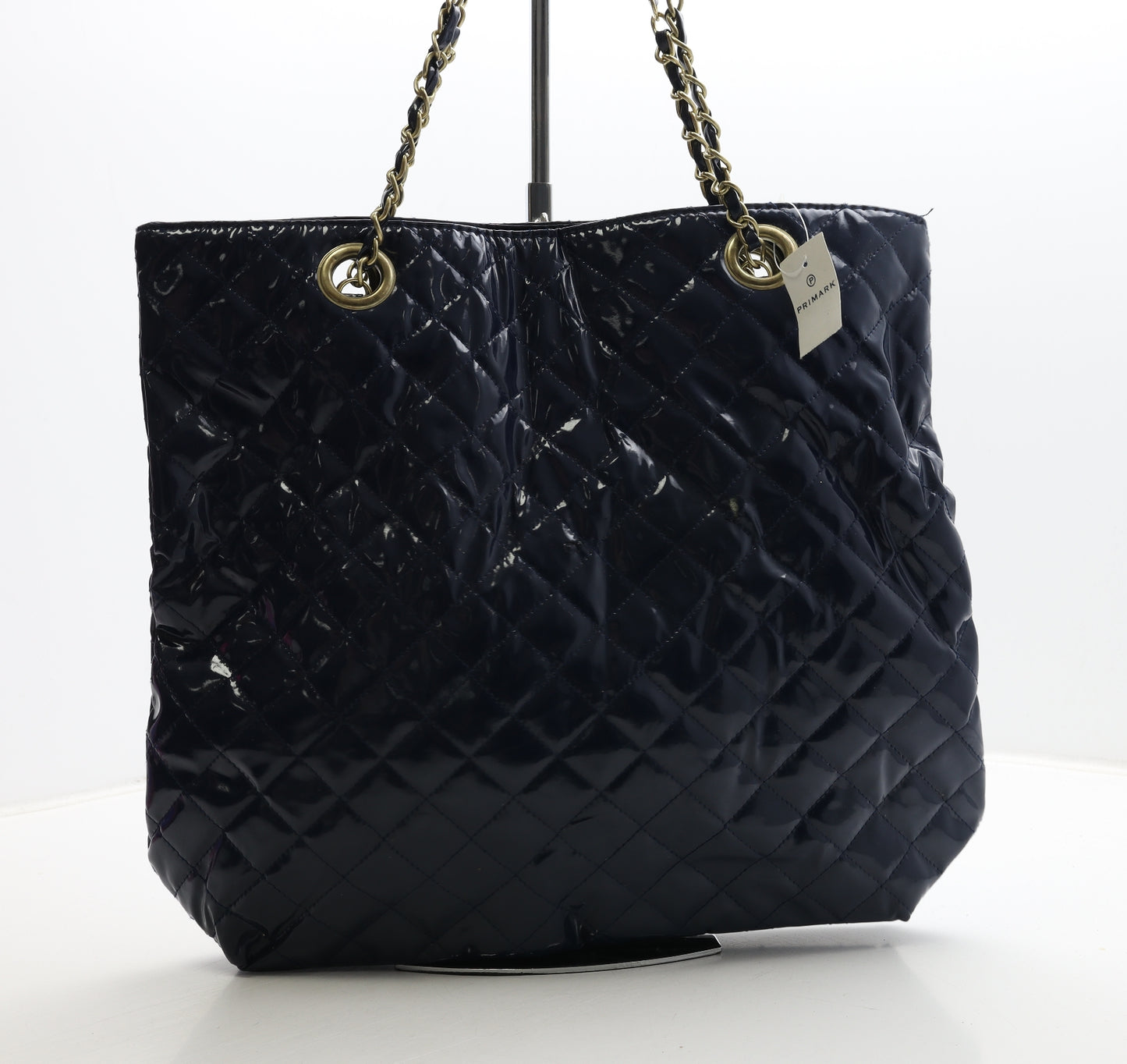 Primark Womens Blue Geometric Polyurethane Shoulder Bag Size Large