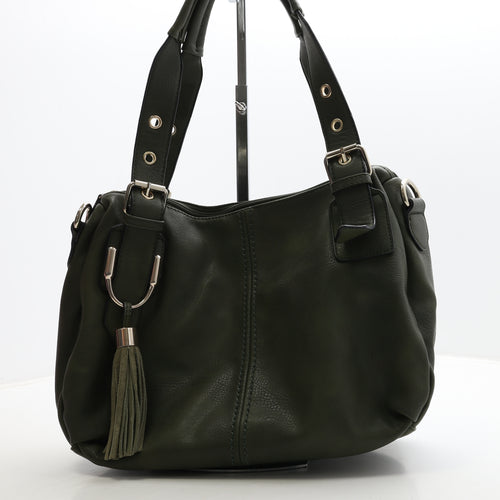 Pavers Womens Green Leather Shoulder Bag Size Medium