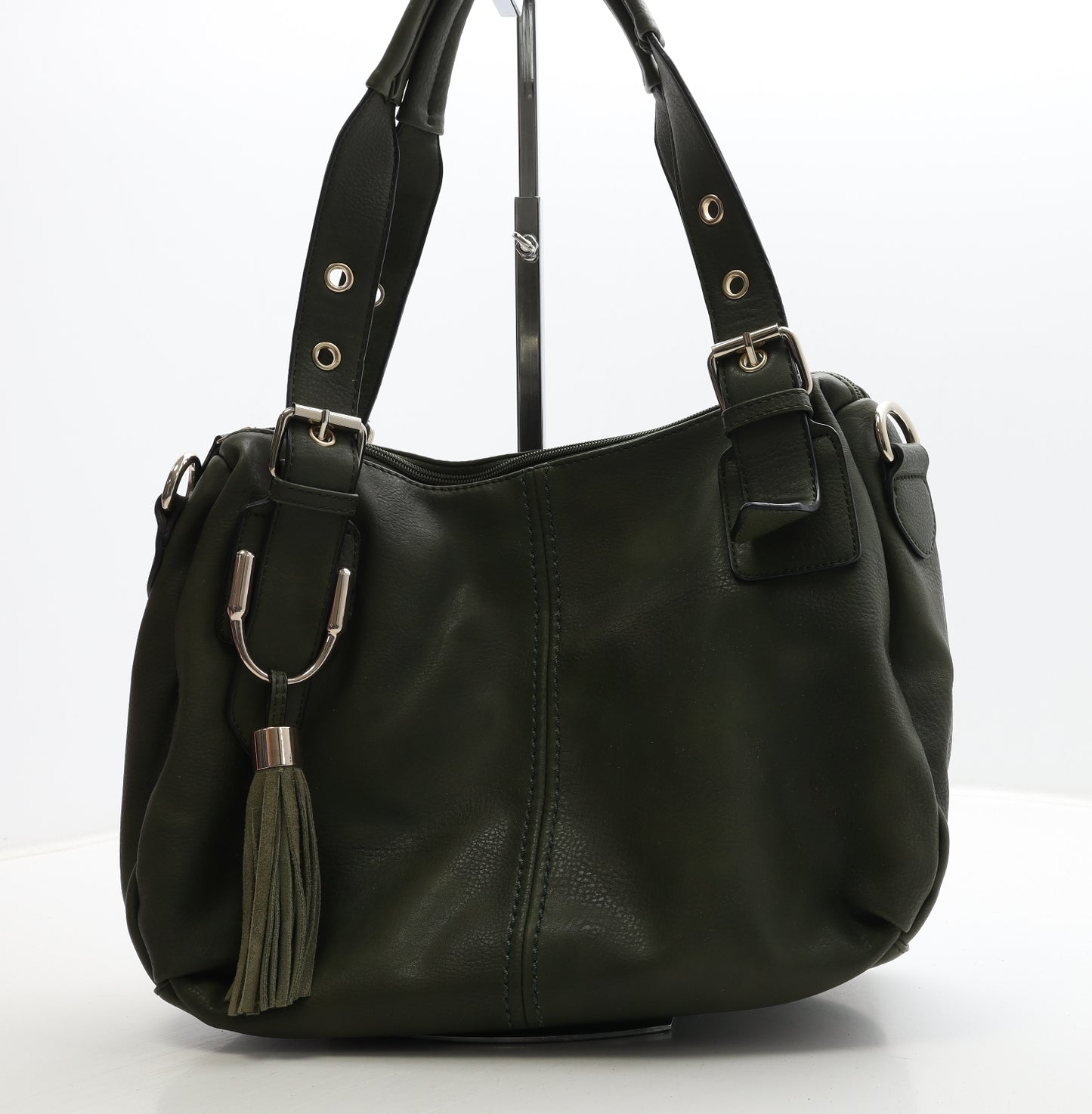 Pavers Womens Green Leather Shoulder Bag Size Medium