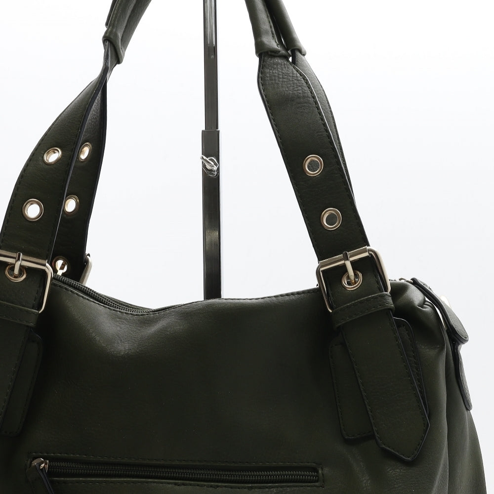 Pavers Womens Green Leather Shoulder Bag Size Medium