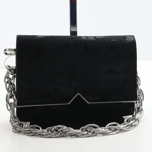 NEXT Womens Black Geometric Polyester Clutch Size Small