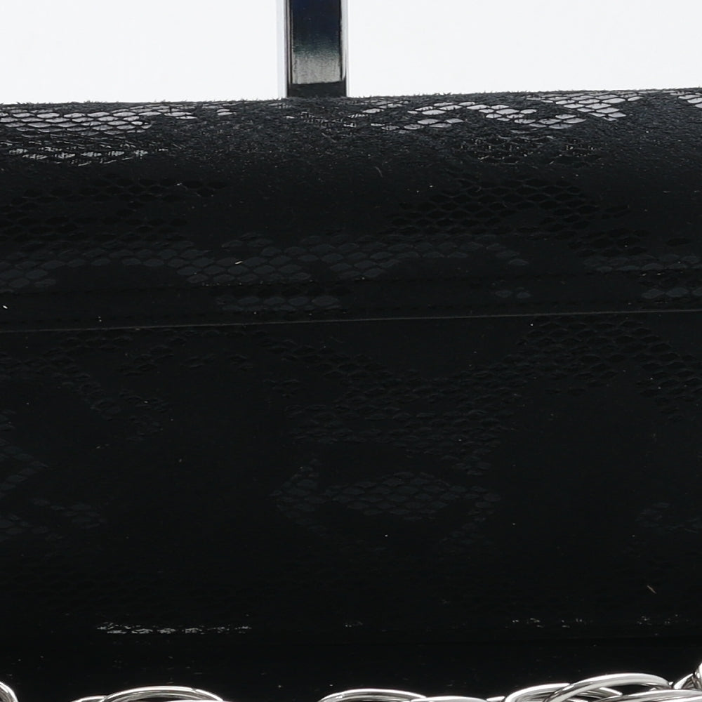 NEXT Womens Black Geometric Polyester Clutch Size Small