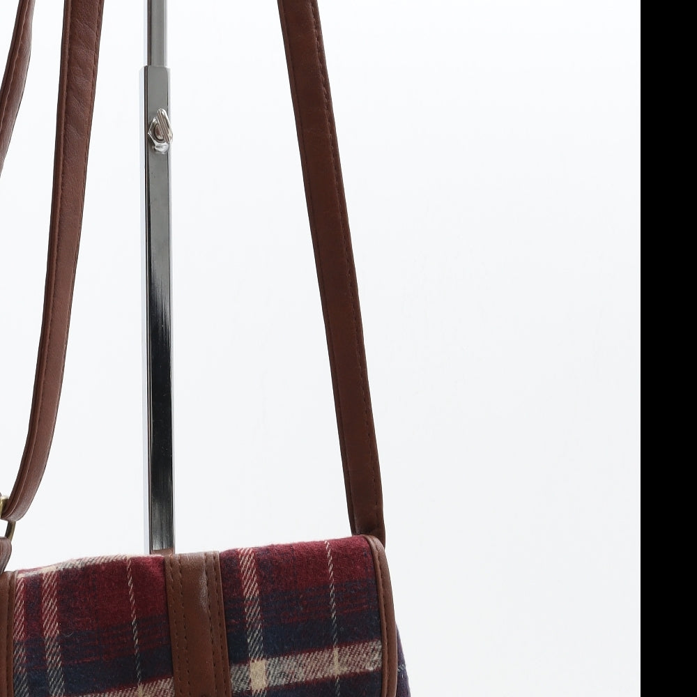F&F Womens Multicoloured Plaid Polyester Crossbody Size Small