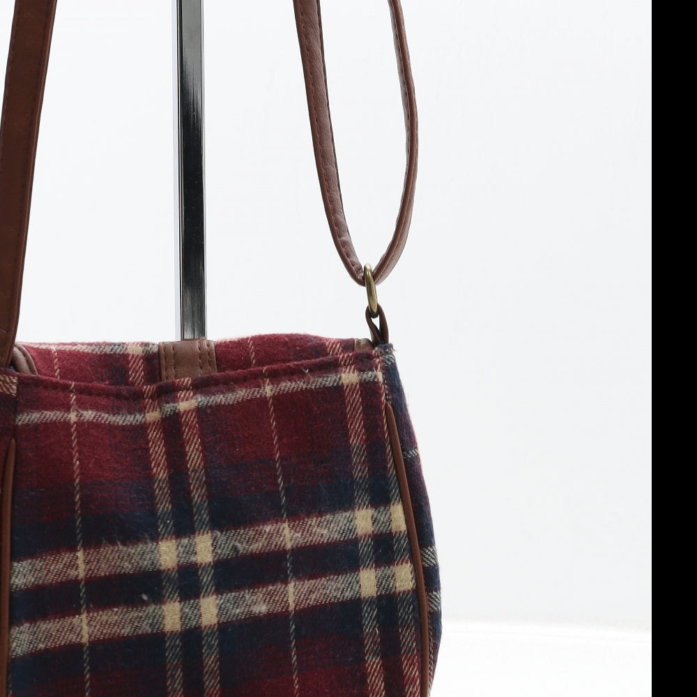 F&F Womens Multicoloured Plaid Polyester Crossbody Size Small