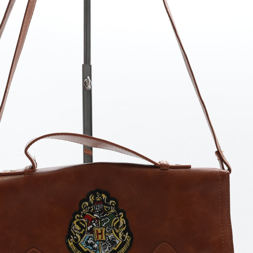 Primark Womens Brown Logo Polyurethane Satchel Size Medium - Harry Potter