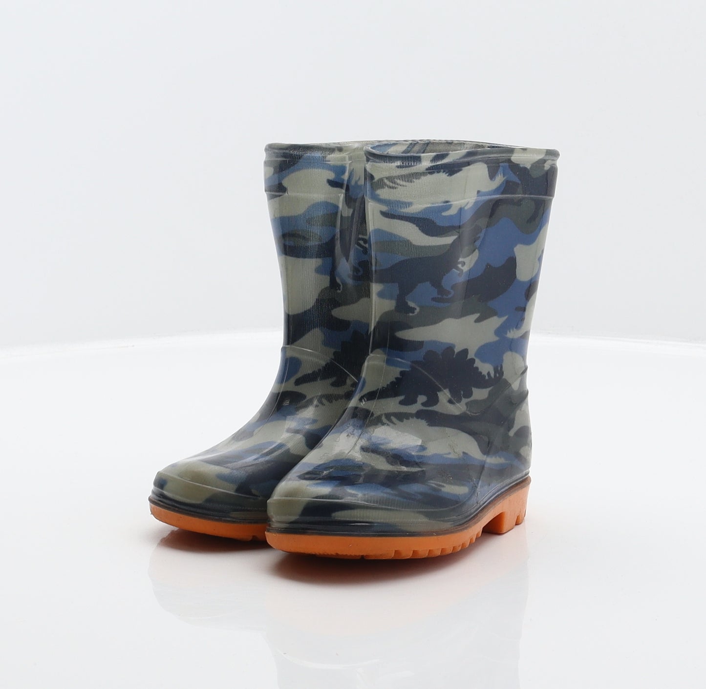 Preworn Boys Multicoloured Camouflage Synthetic Wellies Boot UK 6 - Dinosaur pattern