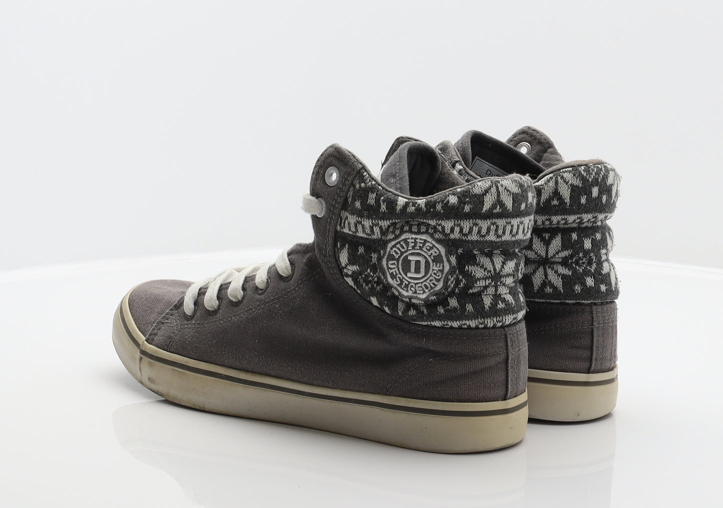 Duffer of St. George Mens Grey Fair Isle Fabric Trainer UK 9 43