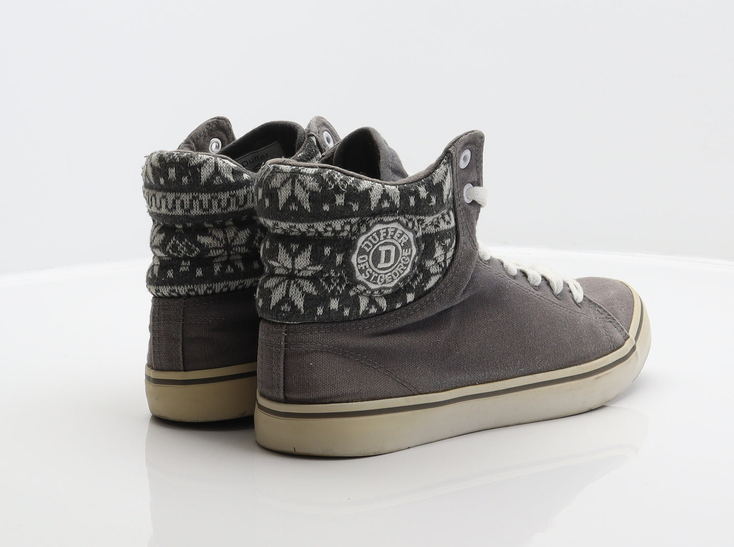 Duffer of St. George Mens Grey Fair Isle Fabric Trainer UK 9 43