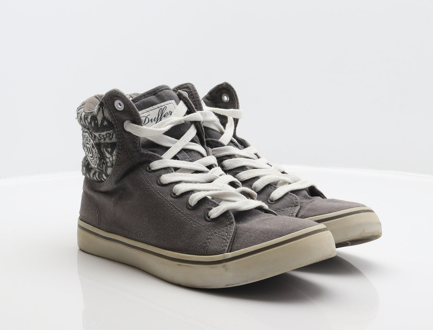 Duffer of St. George Mens Grey Fair Isle Fabric Trainer UK 9 43