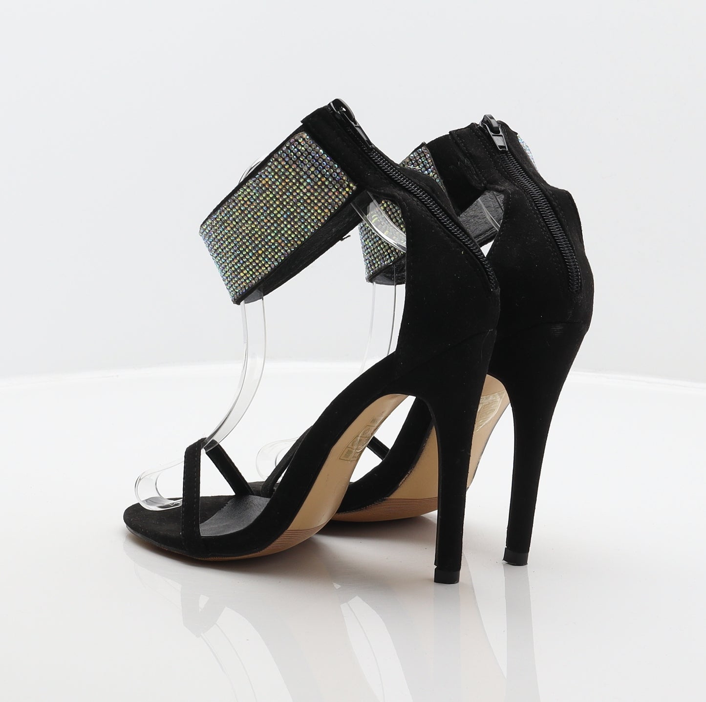 Truffle Womens Black Polyester Strappy Heel UK 5 38
