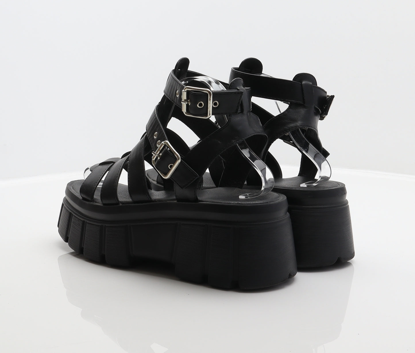 Preworn Womens Black Synthetic Gladiator Sandal UK 6 39