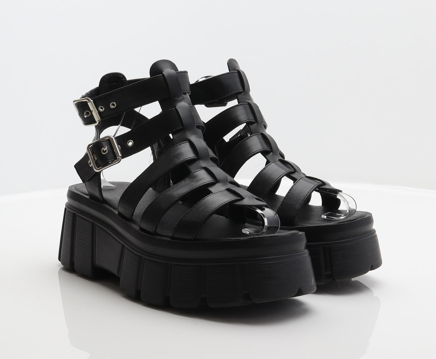 Preworn Womens Black Synthetic Gladiator Sandal UK 6 39