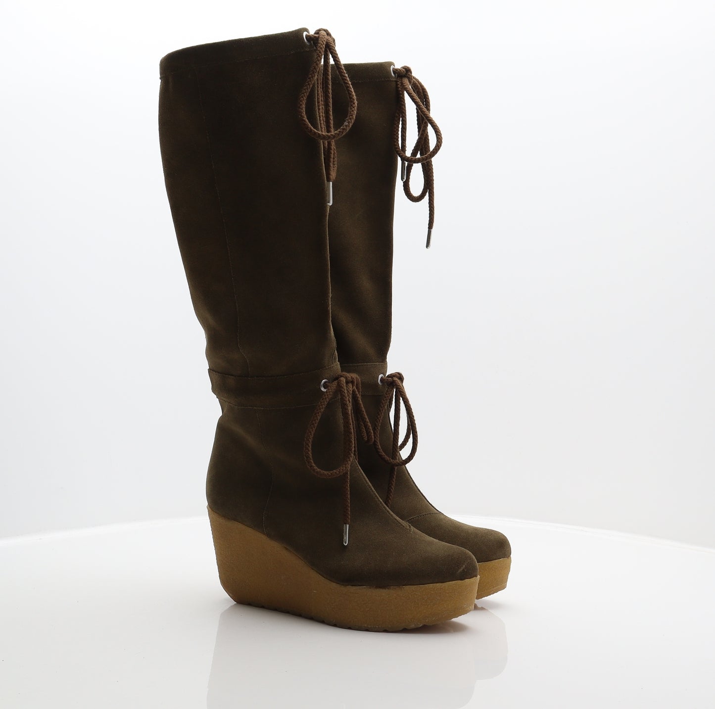 Rockport Womens Green Suede Platform Boot UK 5.5 38.5