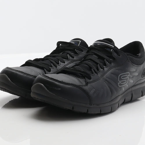 Skechers Mens Black Leather Trainer UK 6.5 39.5 - Work shoes
