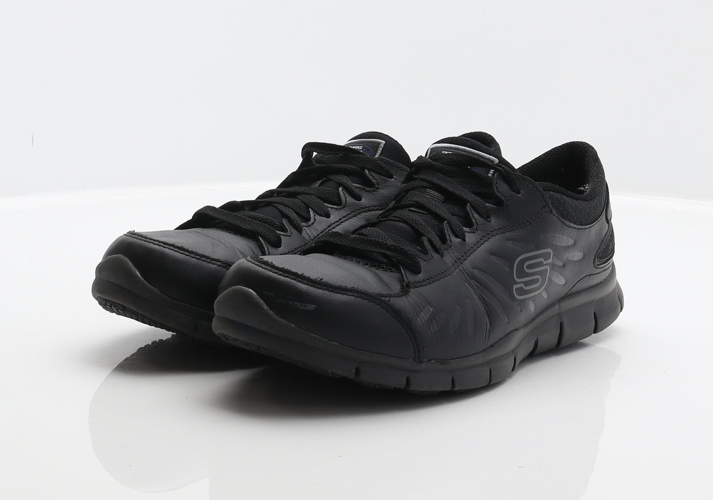 Skechers Mens Black Leather Trainer UK 6.5 39.5 - Work shoes