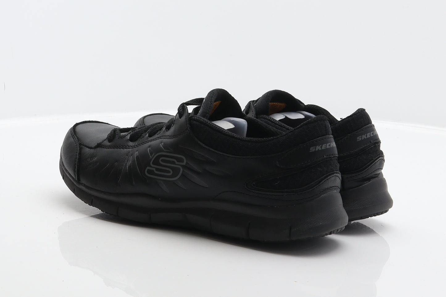 Skechers Mens Black Leather Trainer UK 6.5 39.5 - Work shoes