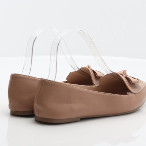 Primark Womens Beige Animal Print Synthetic Loafer Flat UK 4 37