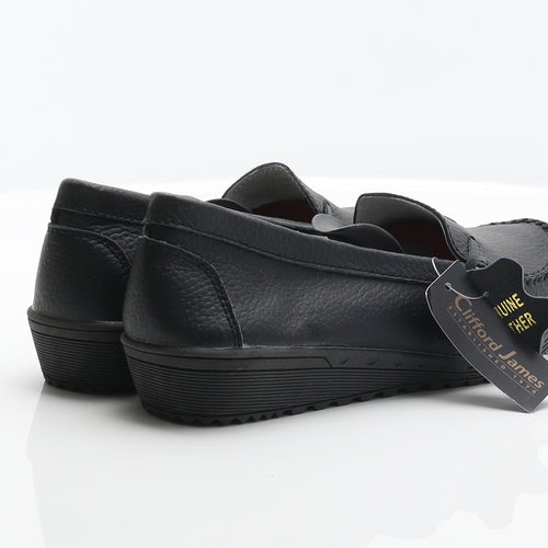 Clifford James Womens Black Leather Loafer Casual UK 8 41