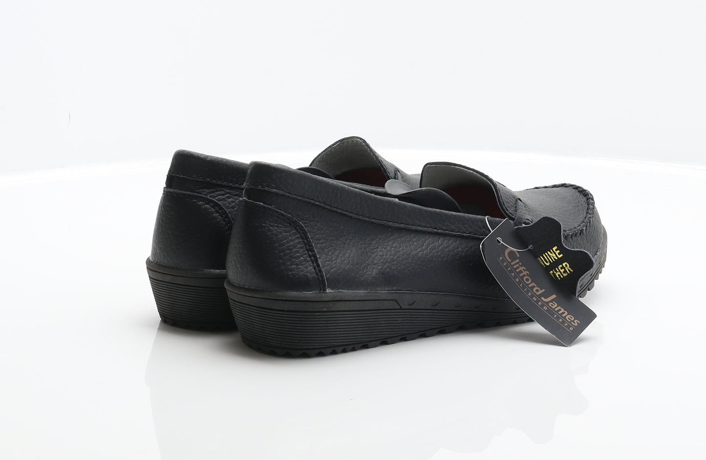 Clifford James Womens Black Leather Loafer Casual UK 8 41