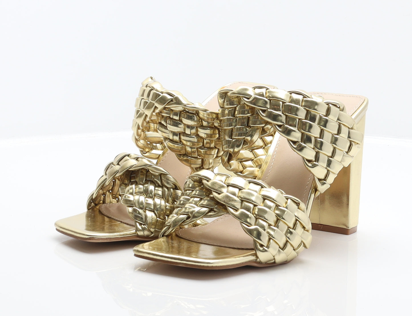 Boohoo Womens Gold Synthetic Mule Heel UK 5 38