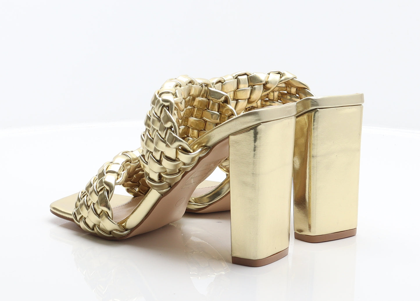 Boohoo Womens Gold Synthetic Mule Heel UK 5 38