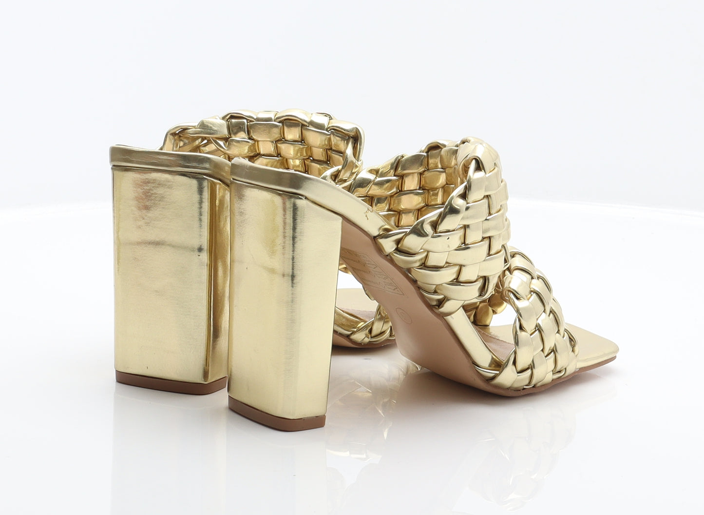 Boohoo Womens Gold Synthetic Mule Heel UK 5 38