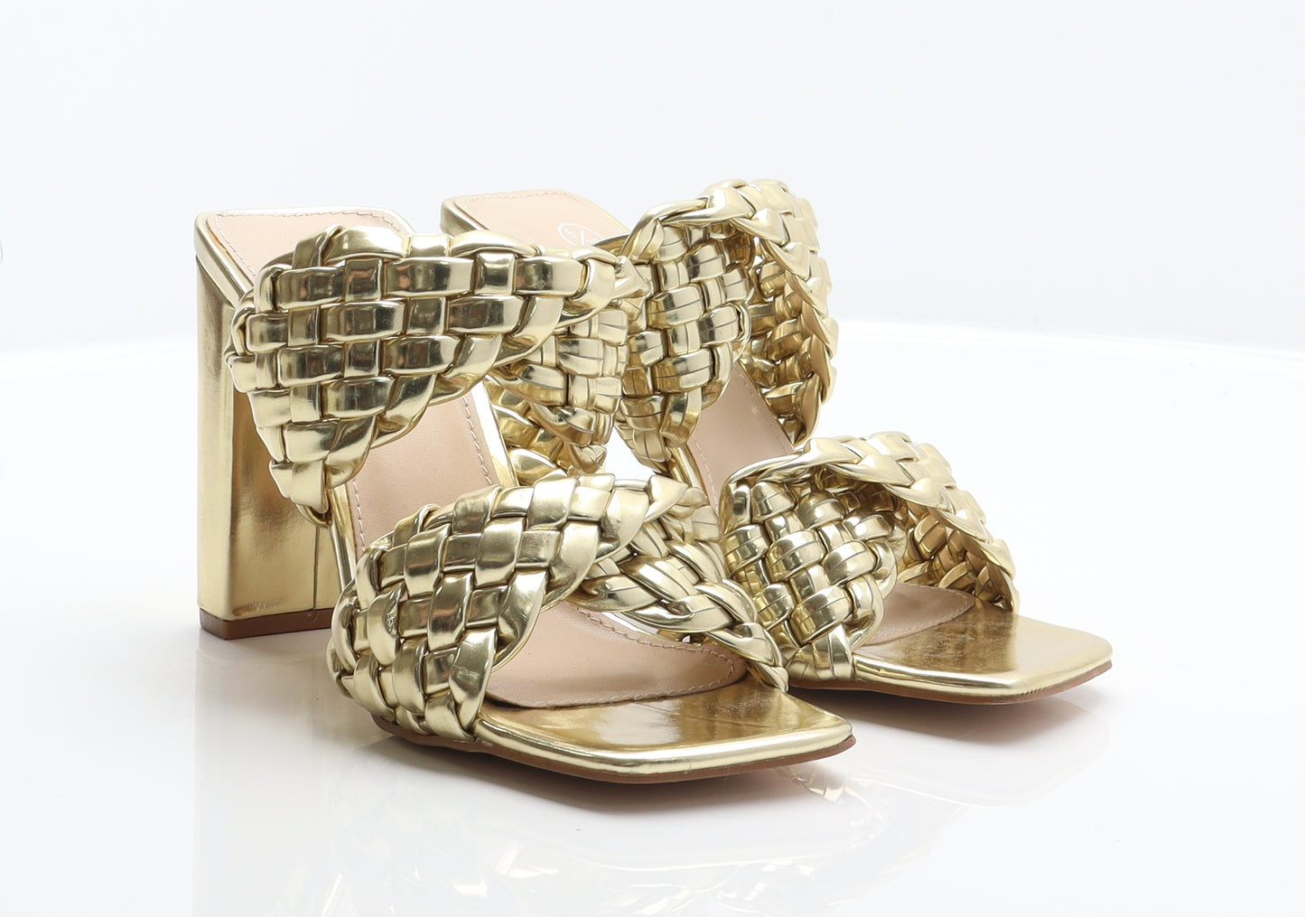 Boohoo Womens Gold Synthetic Mule Heel UK 5 38