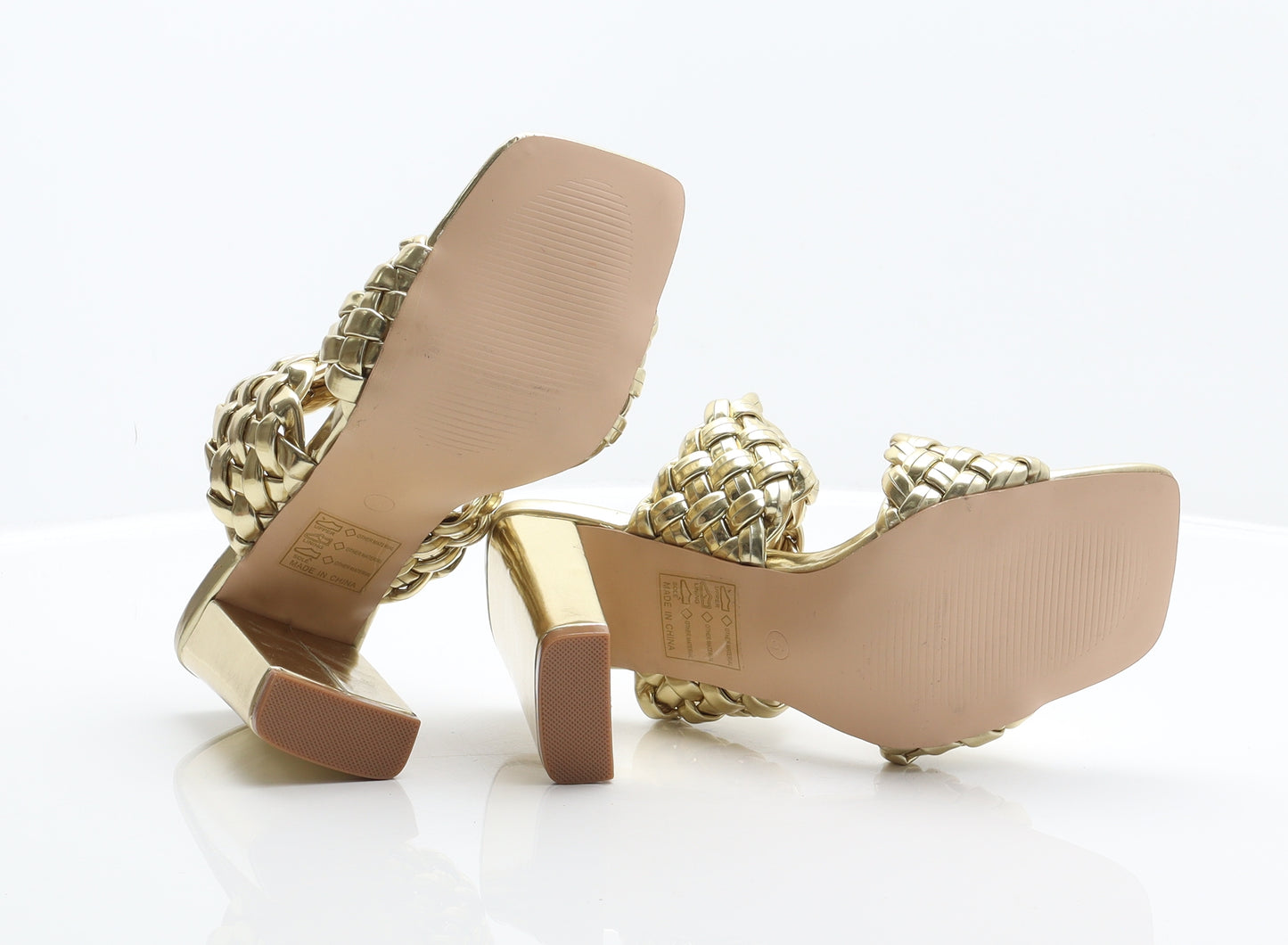 Boohoo Womens Gold Synthetic Mule Heel UK 5 38
