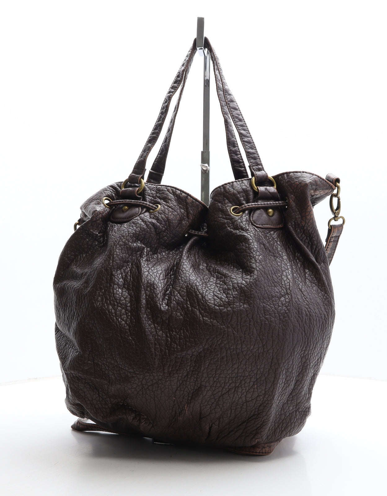 RIP CURL Womens Brown Leather Bucket & Drawstring Bag Size Large