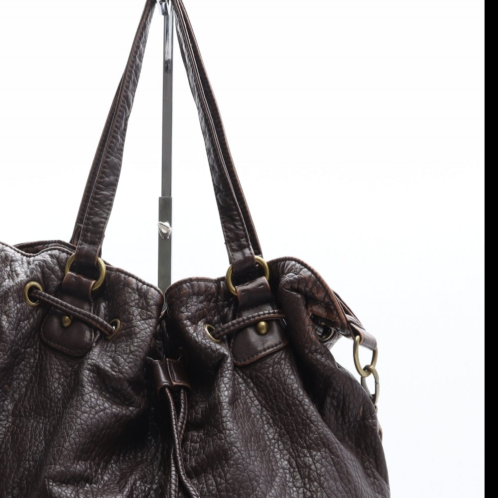 RIP CURL Womens Brown Leather Bucket & Drawstring Bag Size Large