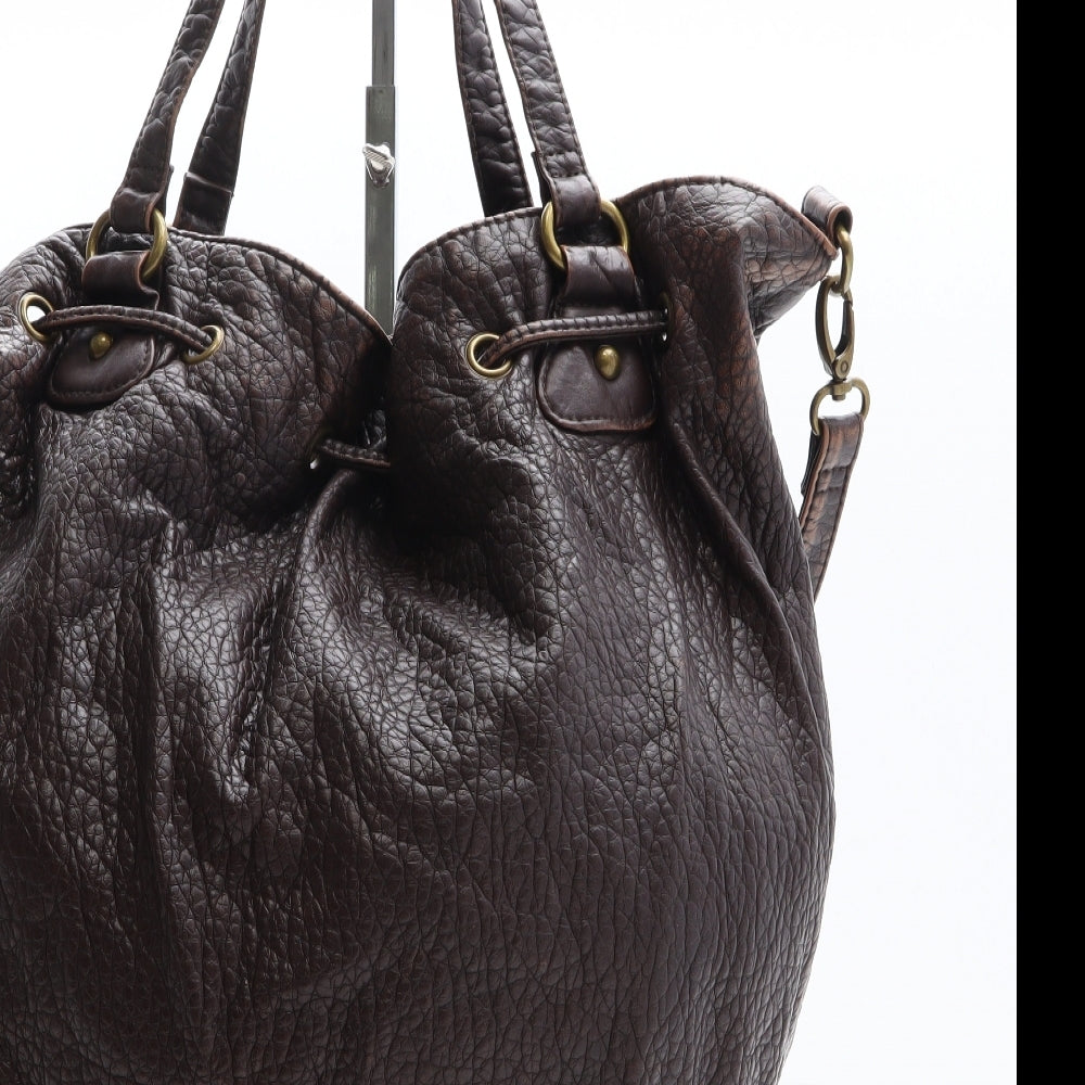 RIP CURL Womens Brown Leather Bucket & Drawstring Bag Size Large
