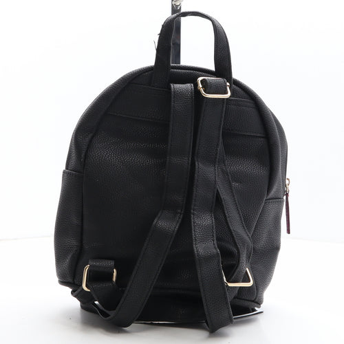 Peacocks Womens Black Striped Polyethylene Backpack Size Small - Rainbow