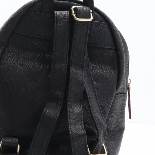 Peacocks Womens Black Striped Polyethylene Backpack Size Small - Rainbow
