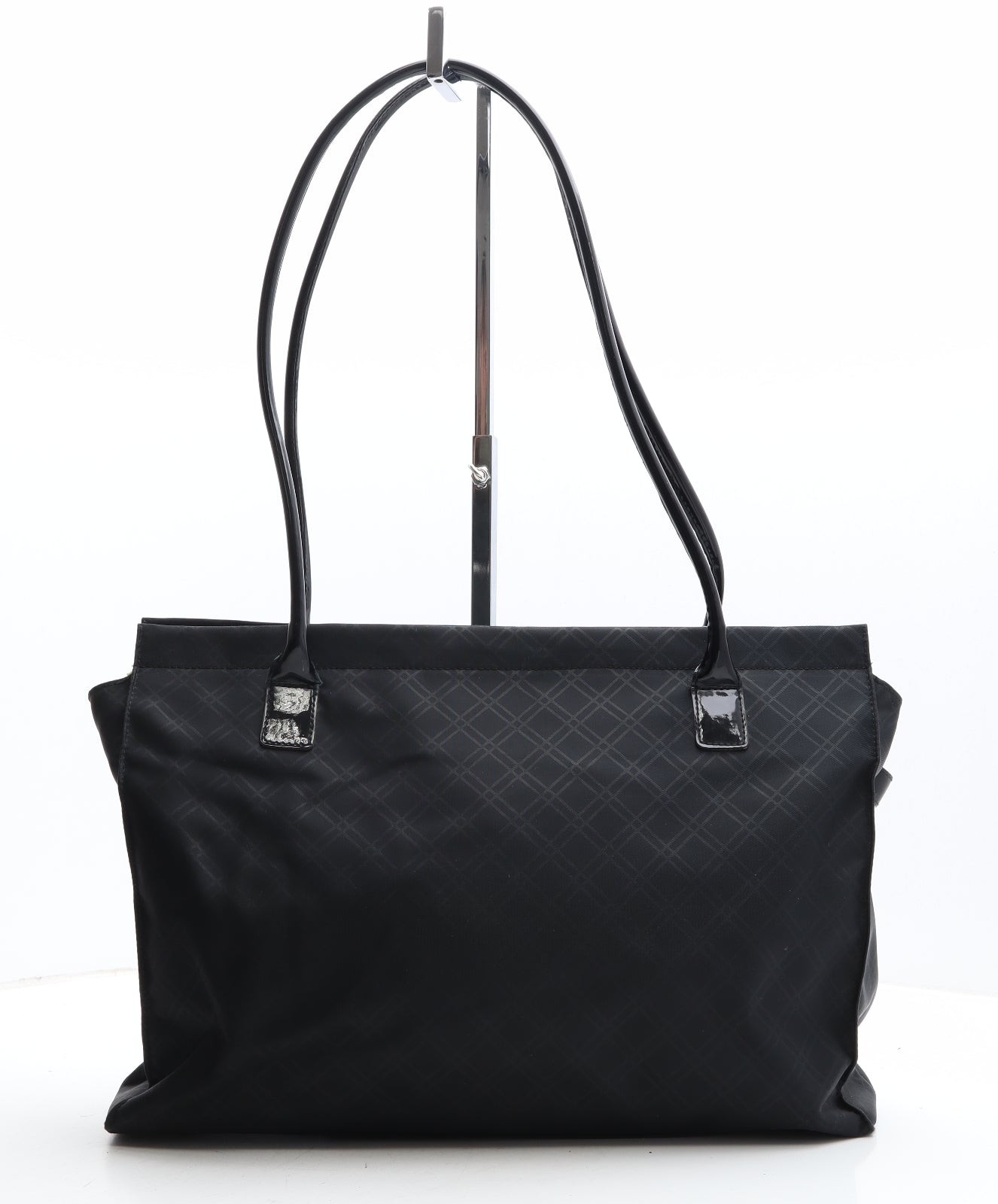 United Colors of Benetton Womens Black Geometric Nylon Shoulder Bag Size Large