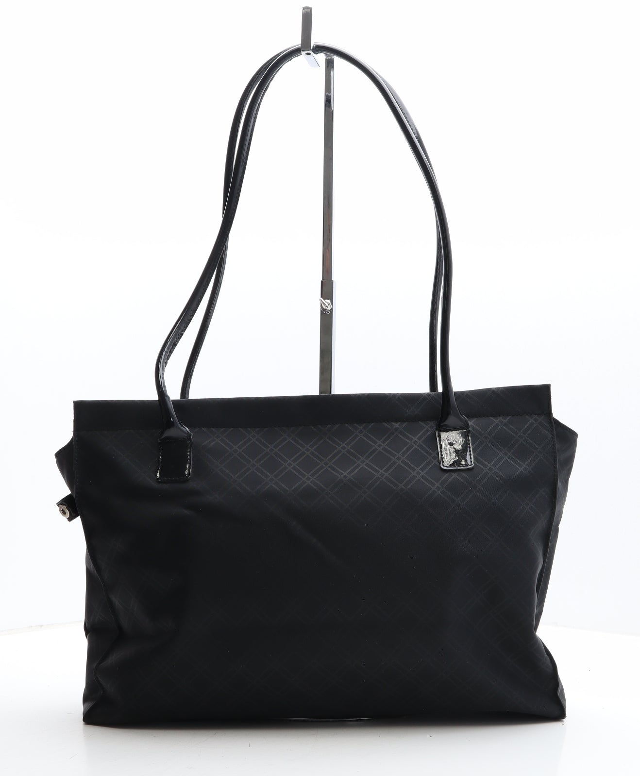 United Colors of Benetton Womens Black Geometric Nylon Shoulder Bag Size Large