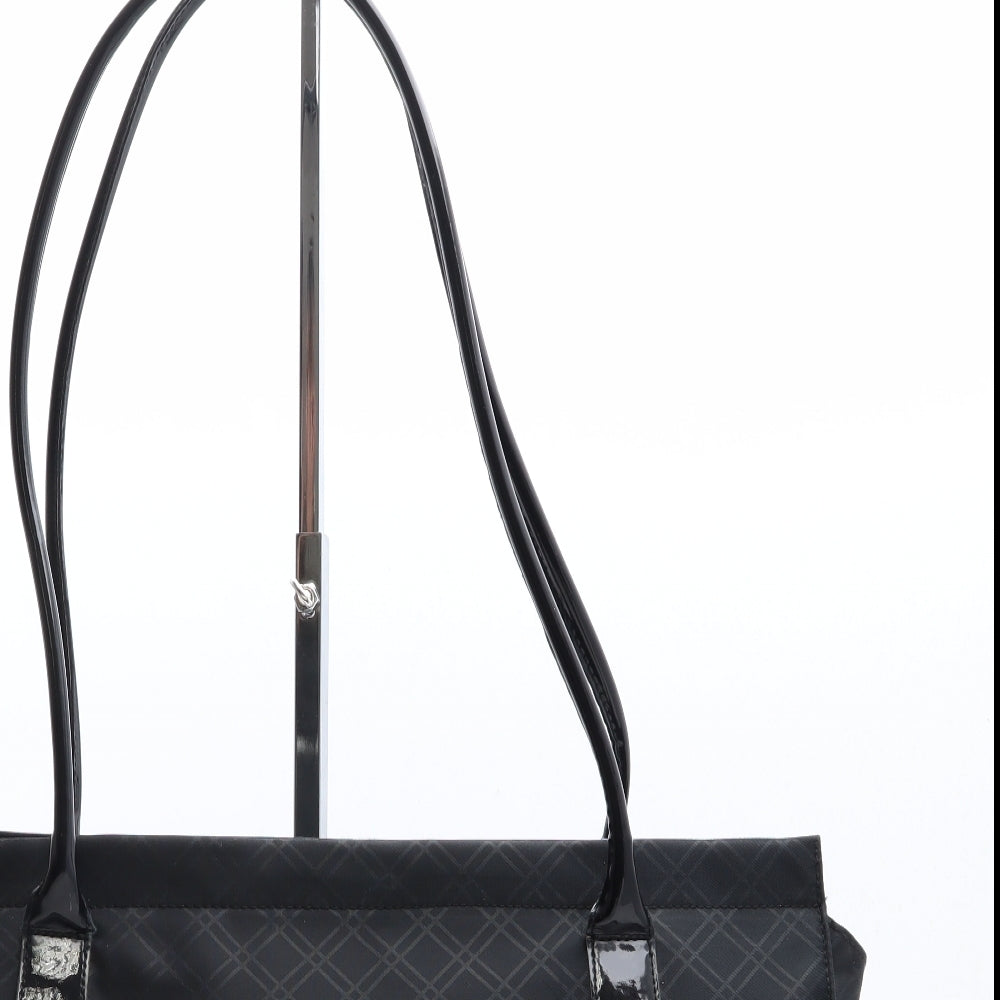 United Colors of Benetton Womens Black Geometric Nylon Shoulder Bag Size Large