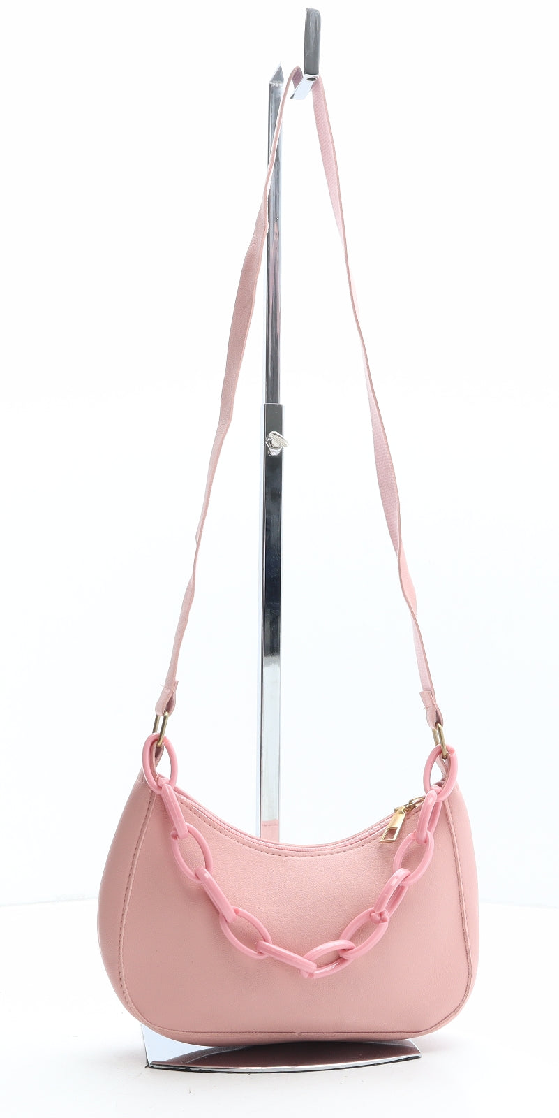 Preworn Womens Pink Polyethylene Shoulder Bag Size Mini
